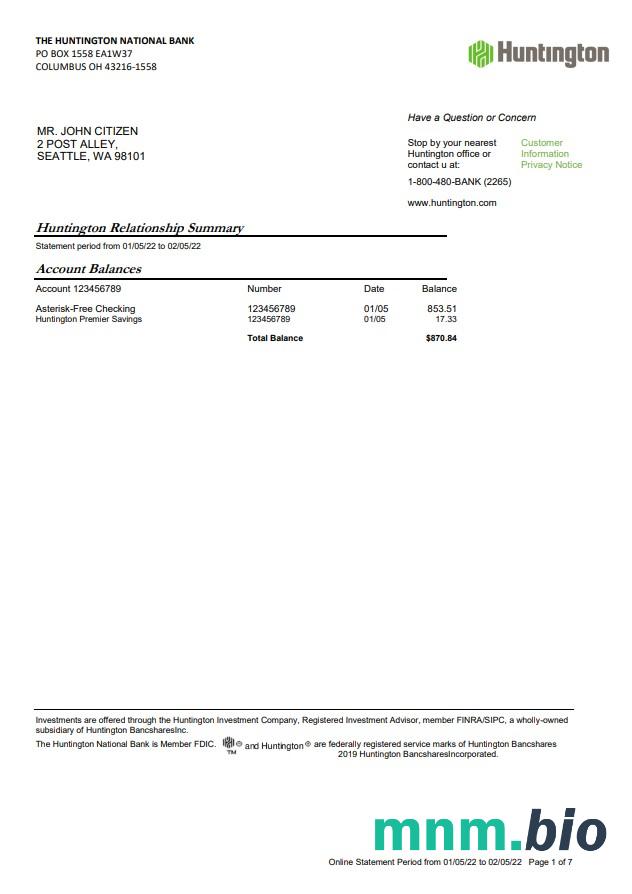 USA North Carolina BB & T Corp. szablon wyciągu bankowego w formacie Word i PDF